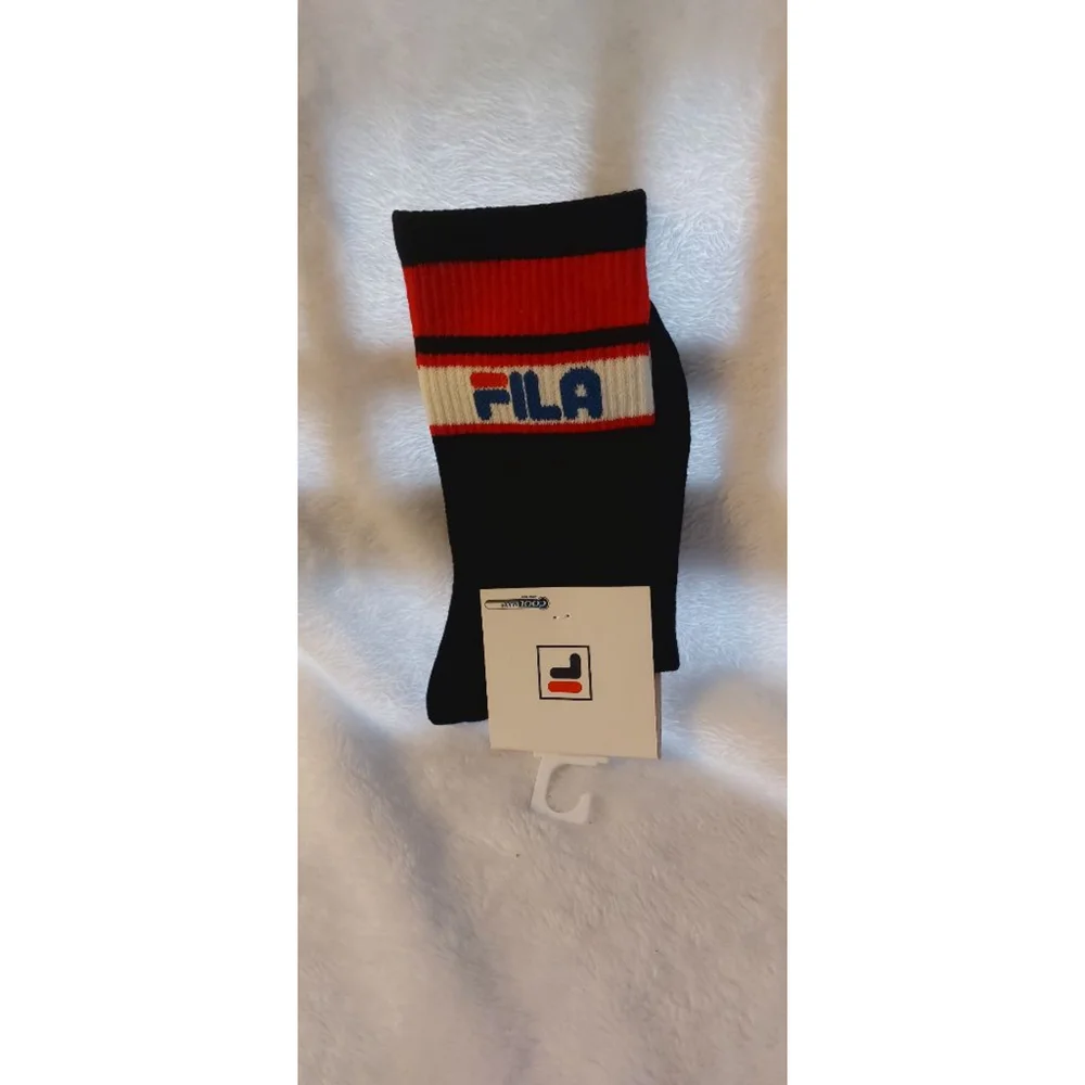 FILA Casual Socks Women Size 7-9 Black Red